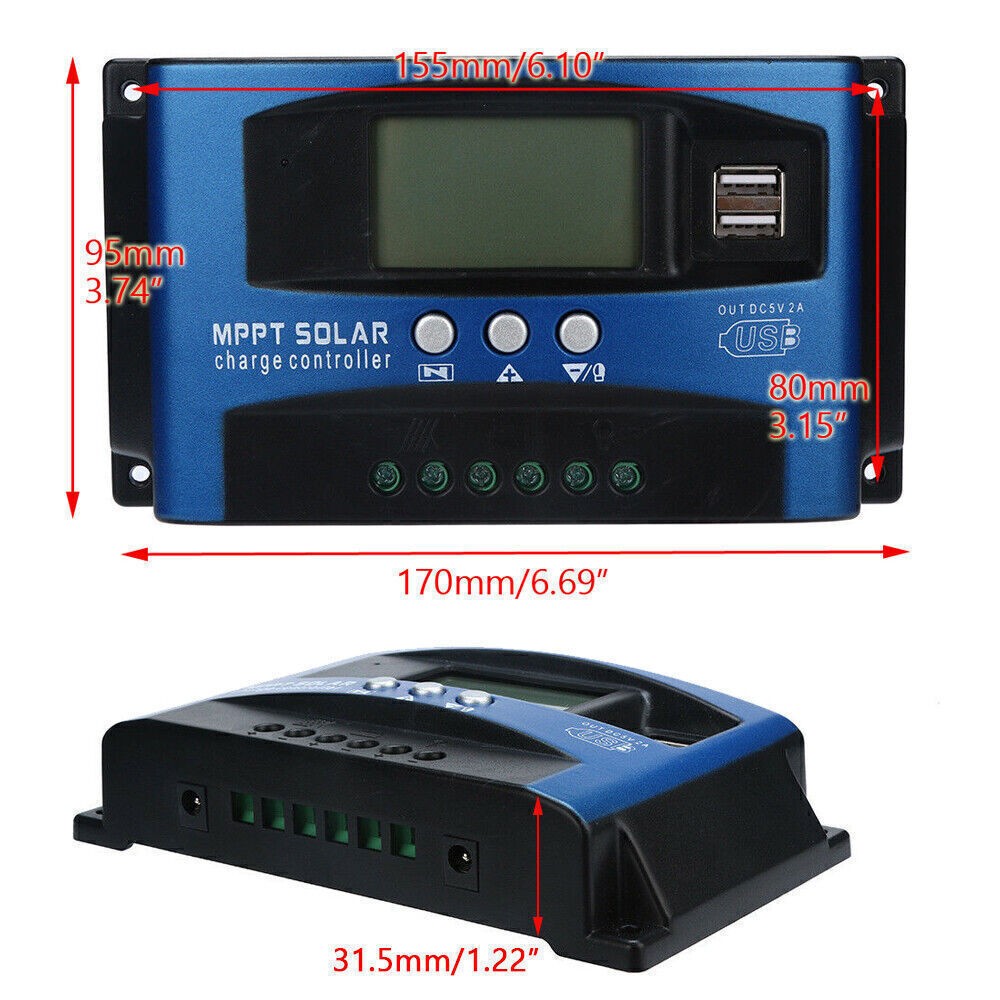 🚀40A MPPT Solar Panel Regulator Charge Controller 12V/24V Auto Focus Tracking!!