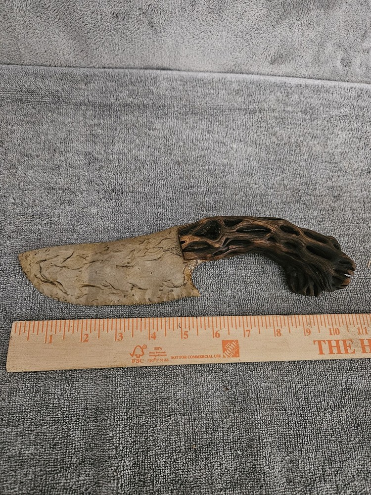 Flint Knapped Primitive Scalping Knife Cholla Handle