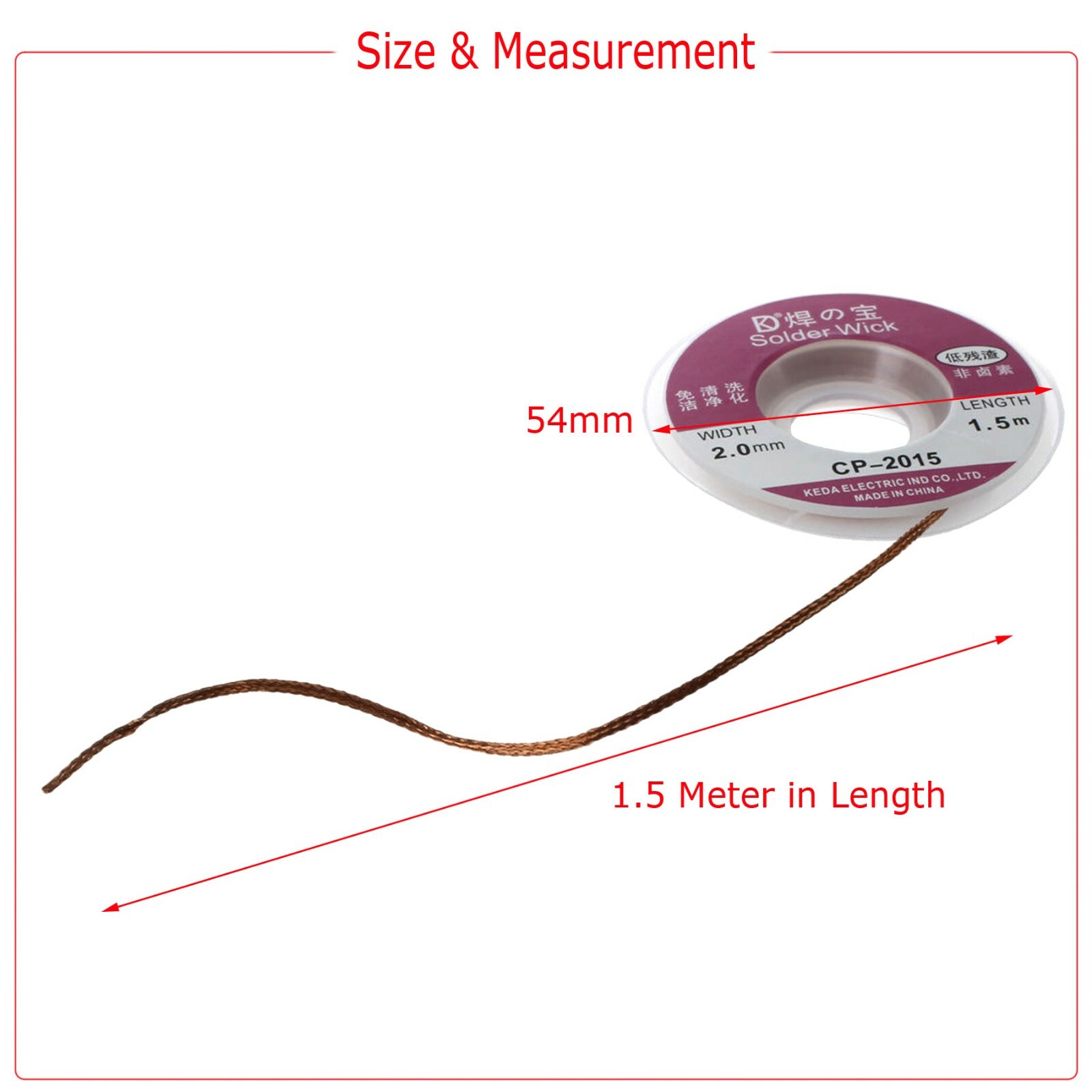 1 PCS 5ft 3.0 3.5mm Desoldering Braid Solder Remover Sucker Flux Wick Cable Wire