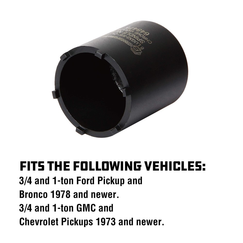 Powerbuilt 648475 Spindle Nut Socket, Six Outer Black, 6-Lug, 2-5/8" Outer
