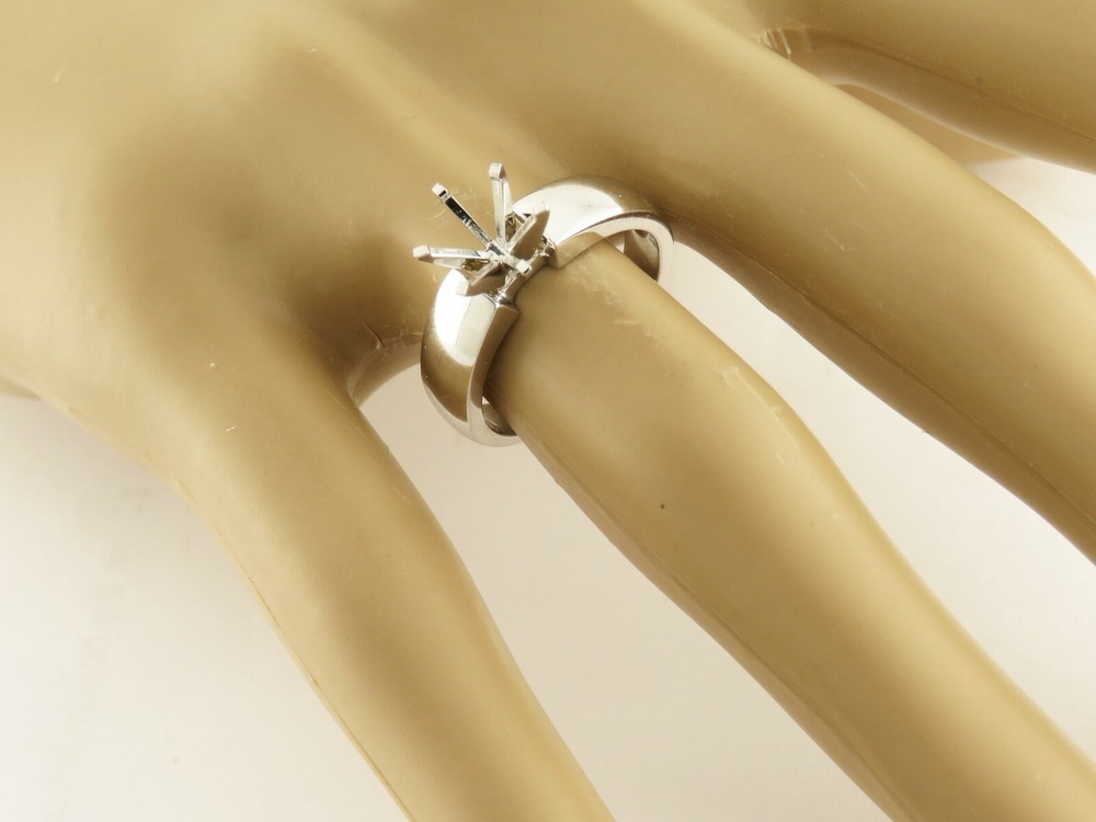 2Ct Solitaire Engagement Ring Mounting 14K solid White Gold Heavy Ring Setting