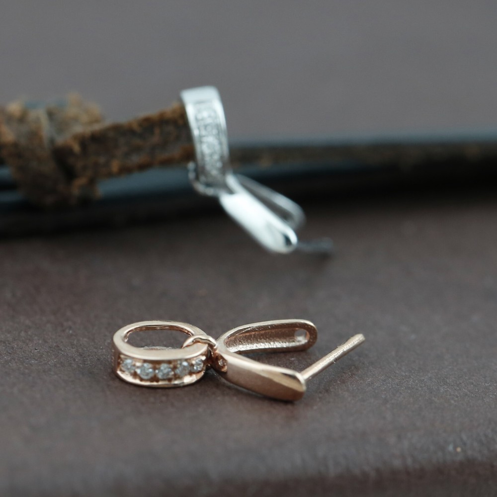 Genuine Solid 18CT Gold Diamond Jade Clip Bails