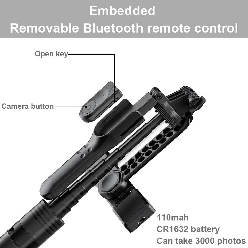 68" Professional Remote Selfie Stick With Cell Phone Holder Camera Tripod Stand