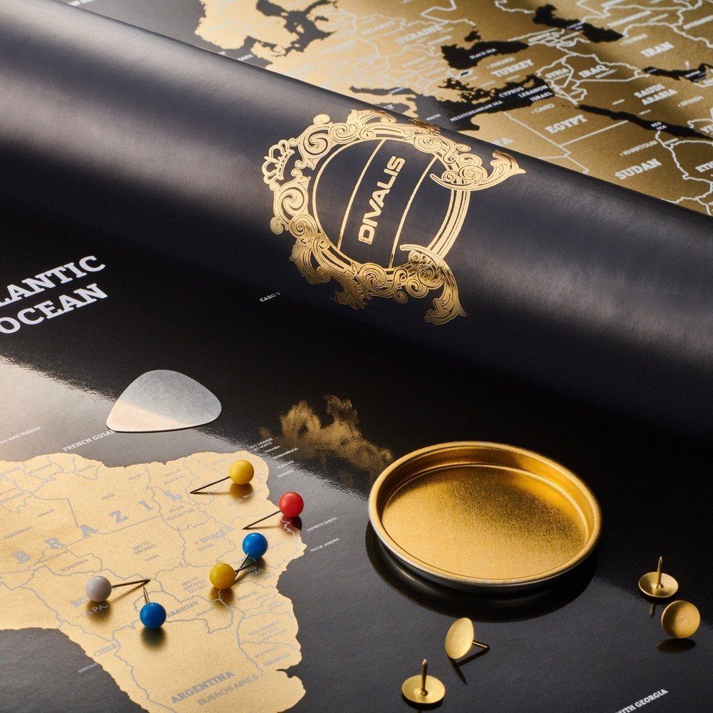 2 in 1 Gift Set - Scratch Off World Map and US Scratch off Map - Easy to Fram...