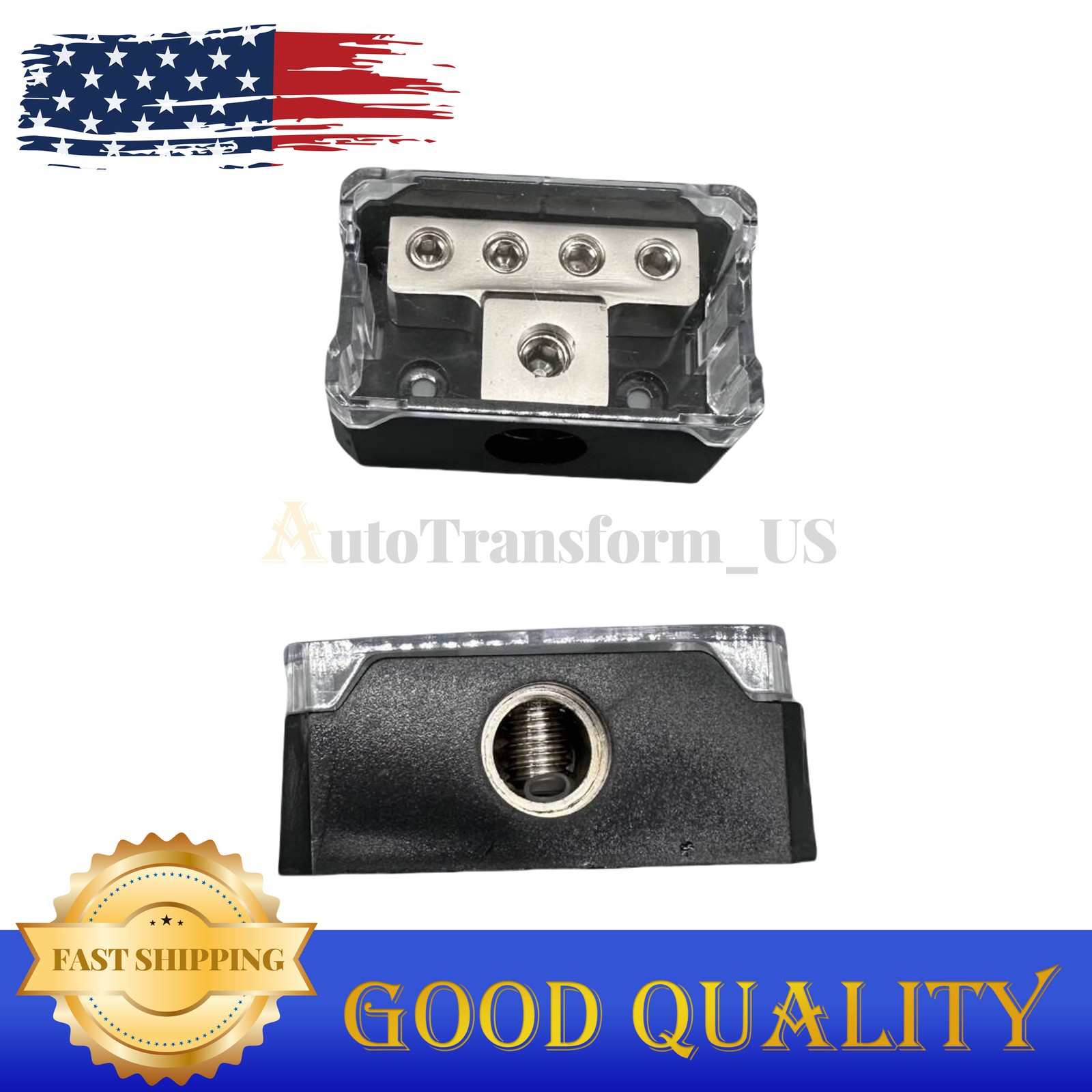 2x Power Ground Amp Distribution Block 0/2/4 Gauge Input 4/8/10 Gauge Output US