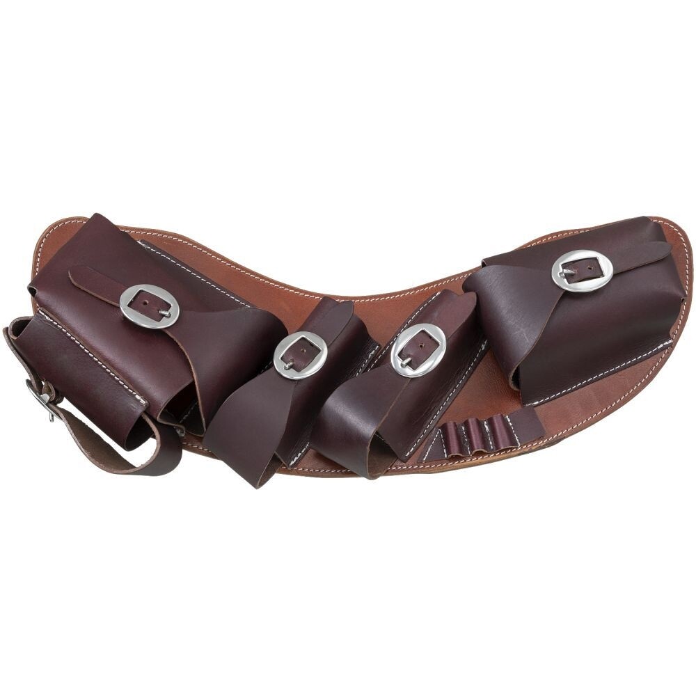 Western Saddle Leather Medicine Cantle Bag - Silver Royal