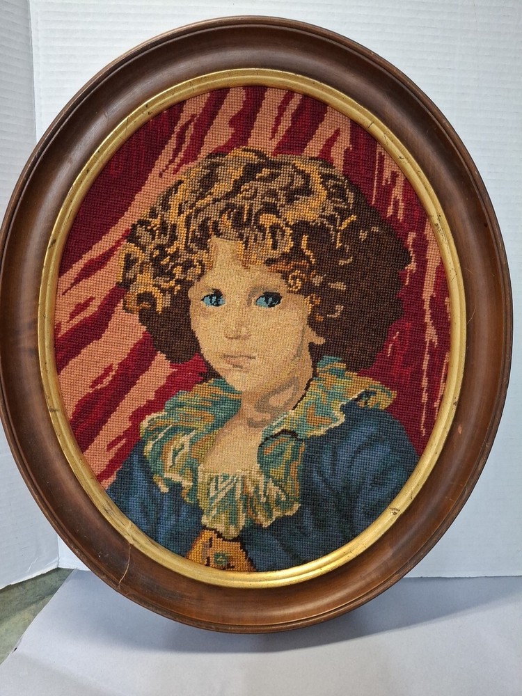 Young Boy Needlepoint by JB Greuze in Frame