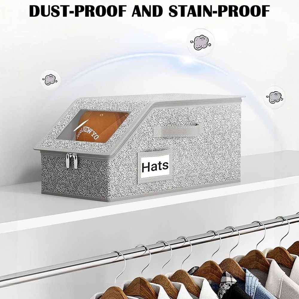 Stackable Hat Storage Organizer for Baseball Caps 12 Caps Hat Box with Lid