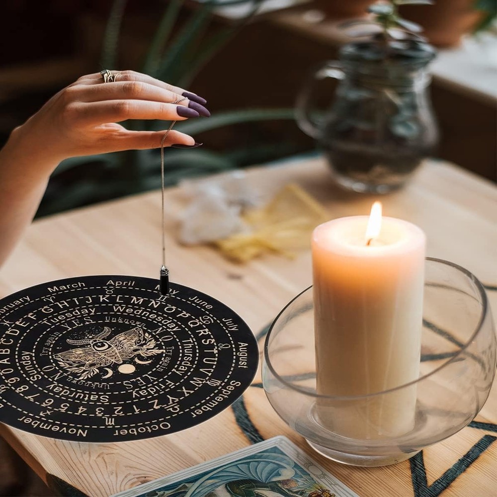 Pendulum Board Dowsing Divination Wooden Pendulum Board Dowsing with Crystal