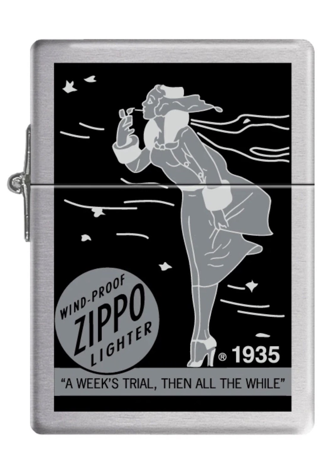 Zippo Windproof Replica 1935 Lighter With Black & Gray Windy, 82690, New In Box
