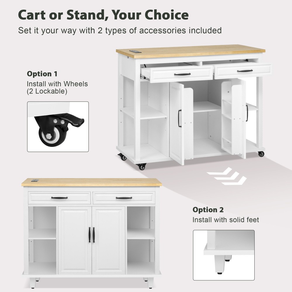 Kitchen Island W Extendable Dining Table Internal Storage Rack Storage