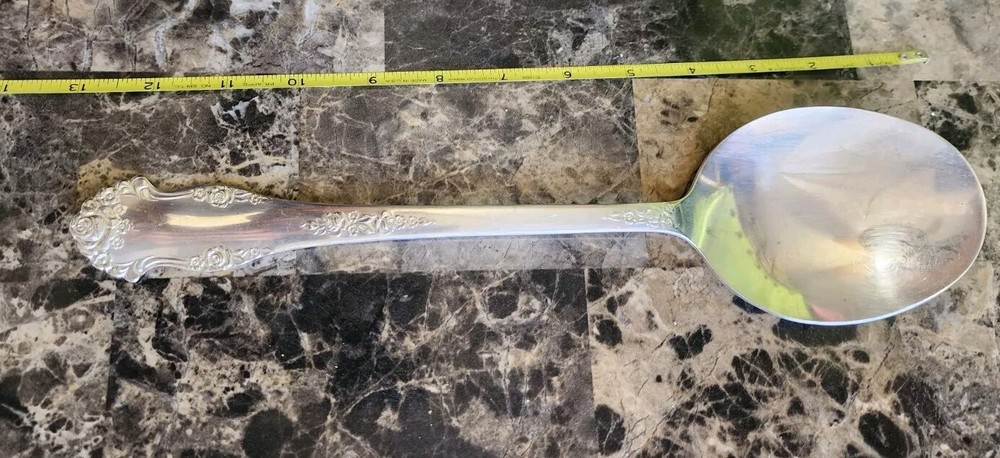 😉MID CENTURY c1951 HOLIDAY PATTERN SILVERPLATED "13" SALAD /SERVING SPOON🥗🥘🍛