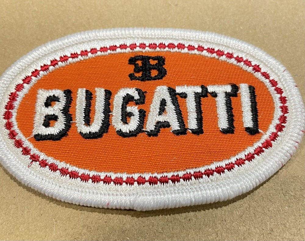 Vintage Bugatti Hat or Jacket Patch 3-1/2”x2” Gone When Gone