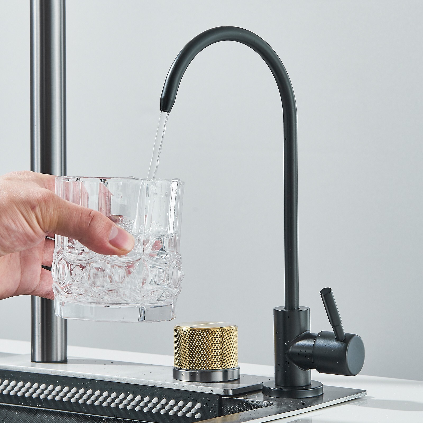 Stainless steel Kitchen Sink with Faucet 23.6 inch Large Single Bowl Top mounted