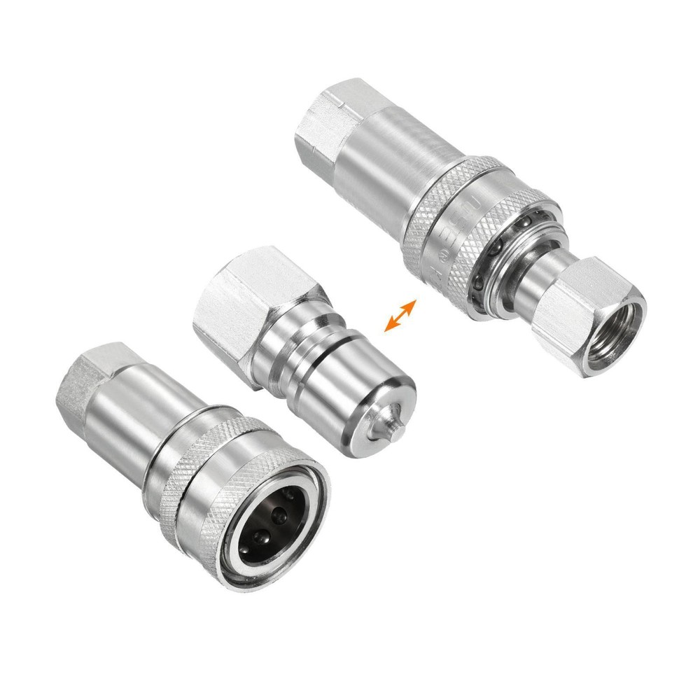 Hydraulic Quick Connect Coupler M20x1.5mm Female Thread Pipe Fitting Silver