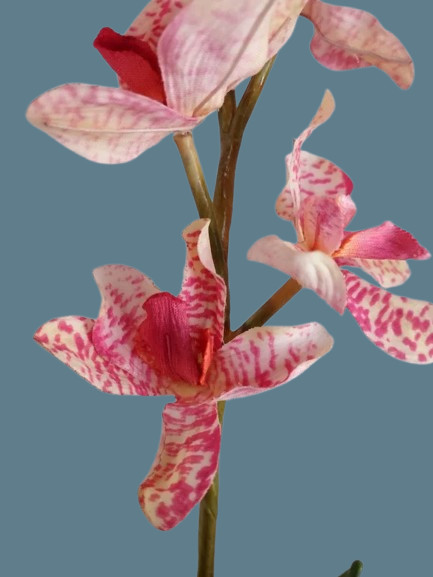 Vintage artificial Vanda Orchid stem PINK