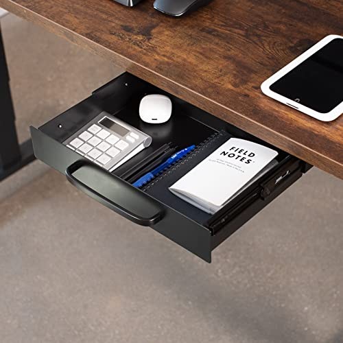 Under Desk Mounted Sliding Pull-out Drawer for Office Desk, Pull 13 inch Black