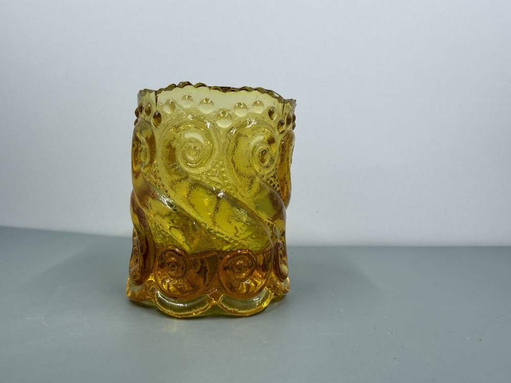 Vintage Amber Glass S- Repeat Pattern Toothpick Holder