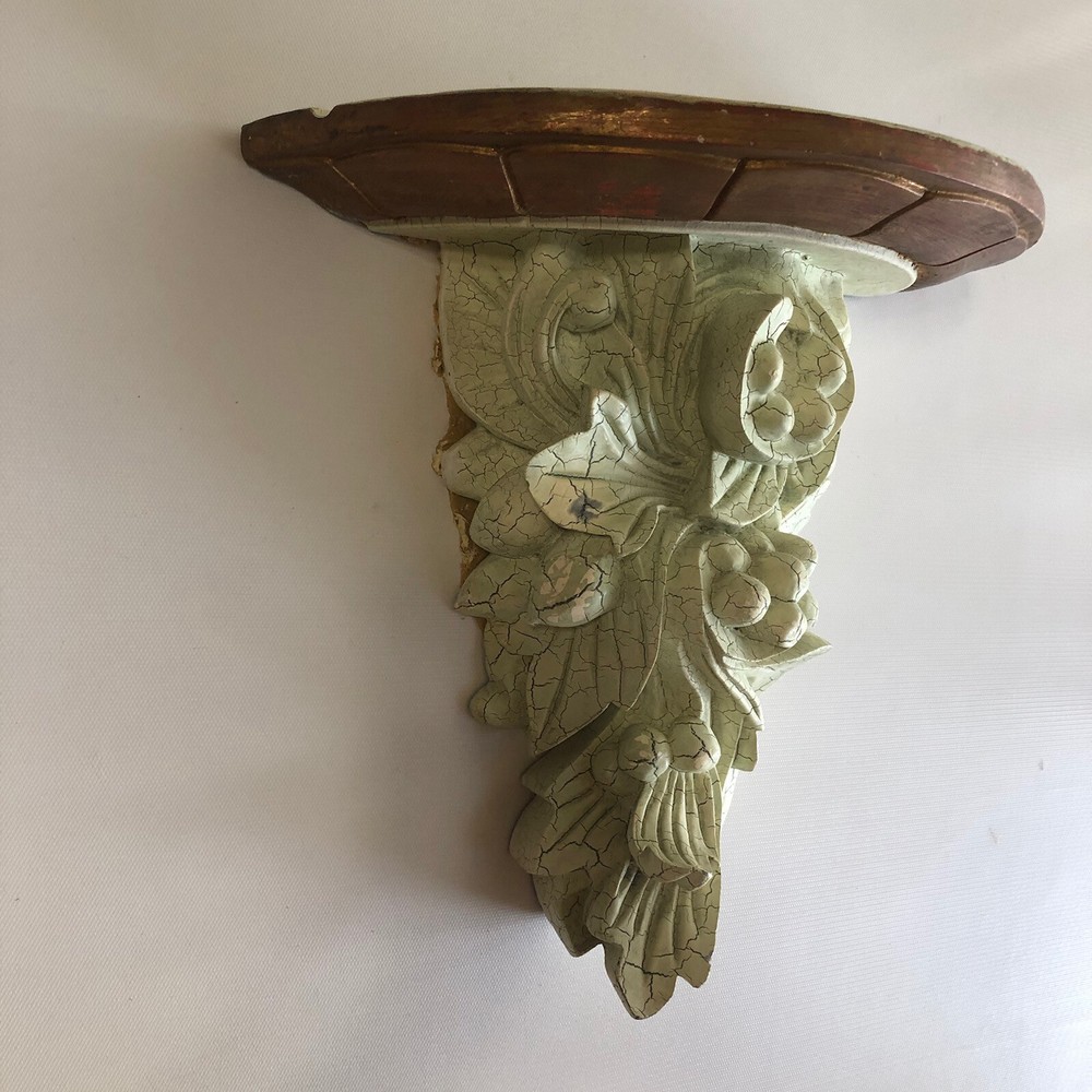 One Cast Resin Composite Neoclassical Leaf Crackled Style Wall Shelf Sconce
