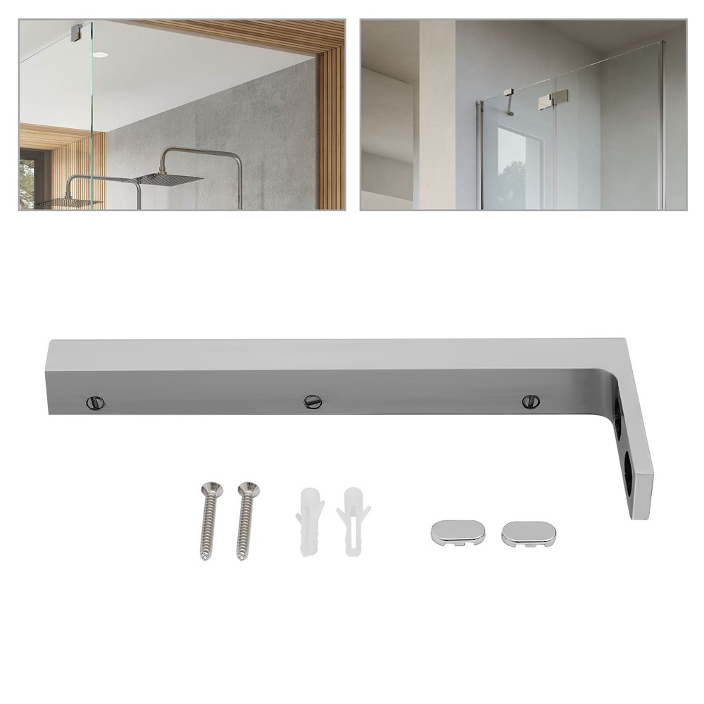 Glass Door L-Shape Stabilizing Bracket Glass Support Bracket Stabilizer Silver~