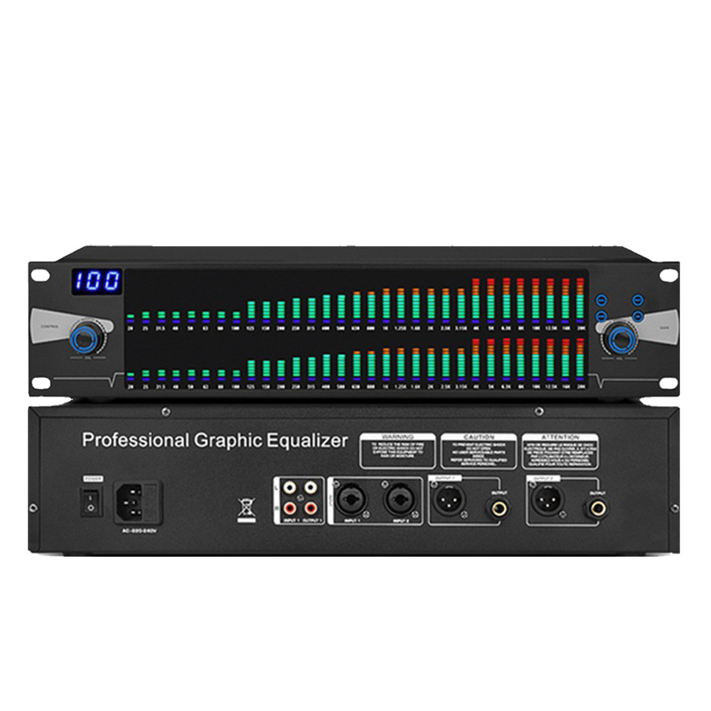 Professional Graphics Equalizer Audio Processor Dual 31-Band Spectrum Display US