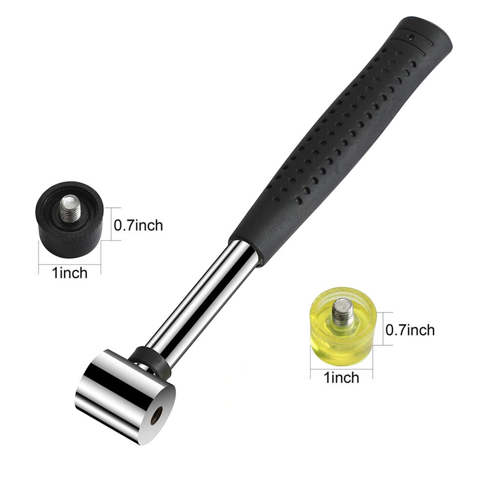 2-Way 25mm Mini Small Rubber And Nylon Head Face Mallet Hammer Handle Shaft