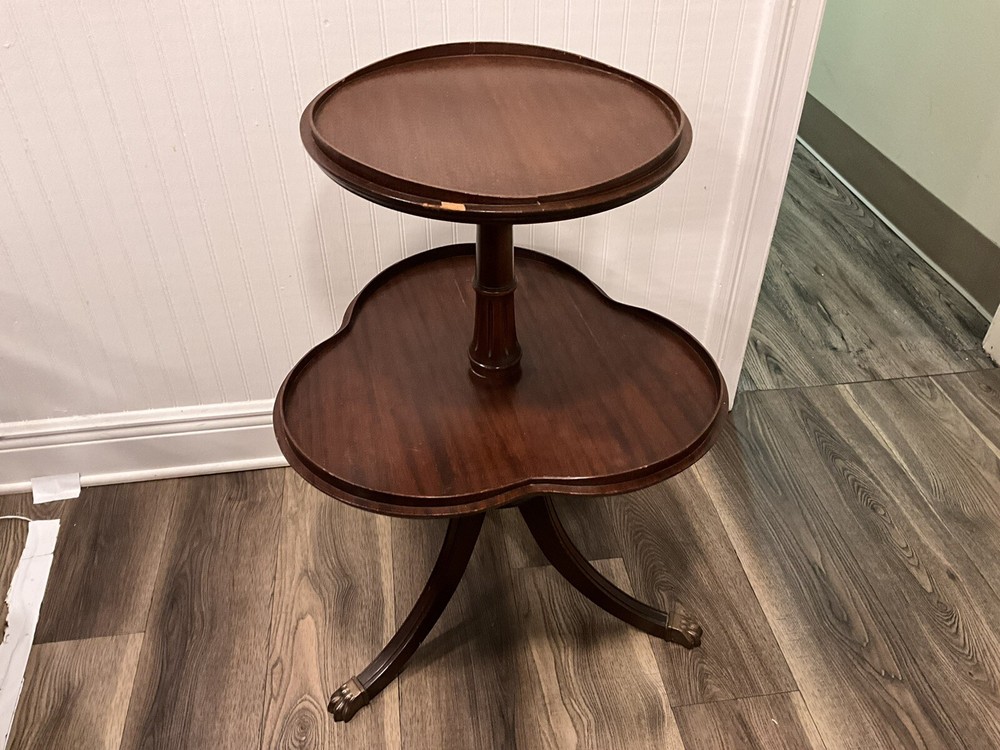 Solid Walnut 2 Tier End Table / Dumbwaiter Table  Pre-owned