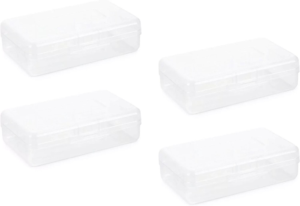 BLUE SUMMIT PLASTIC PENCIL BOXES,CLEAR-4 PACK