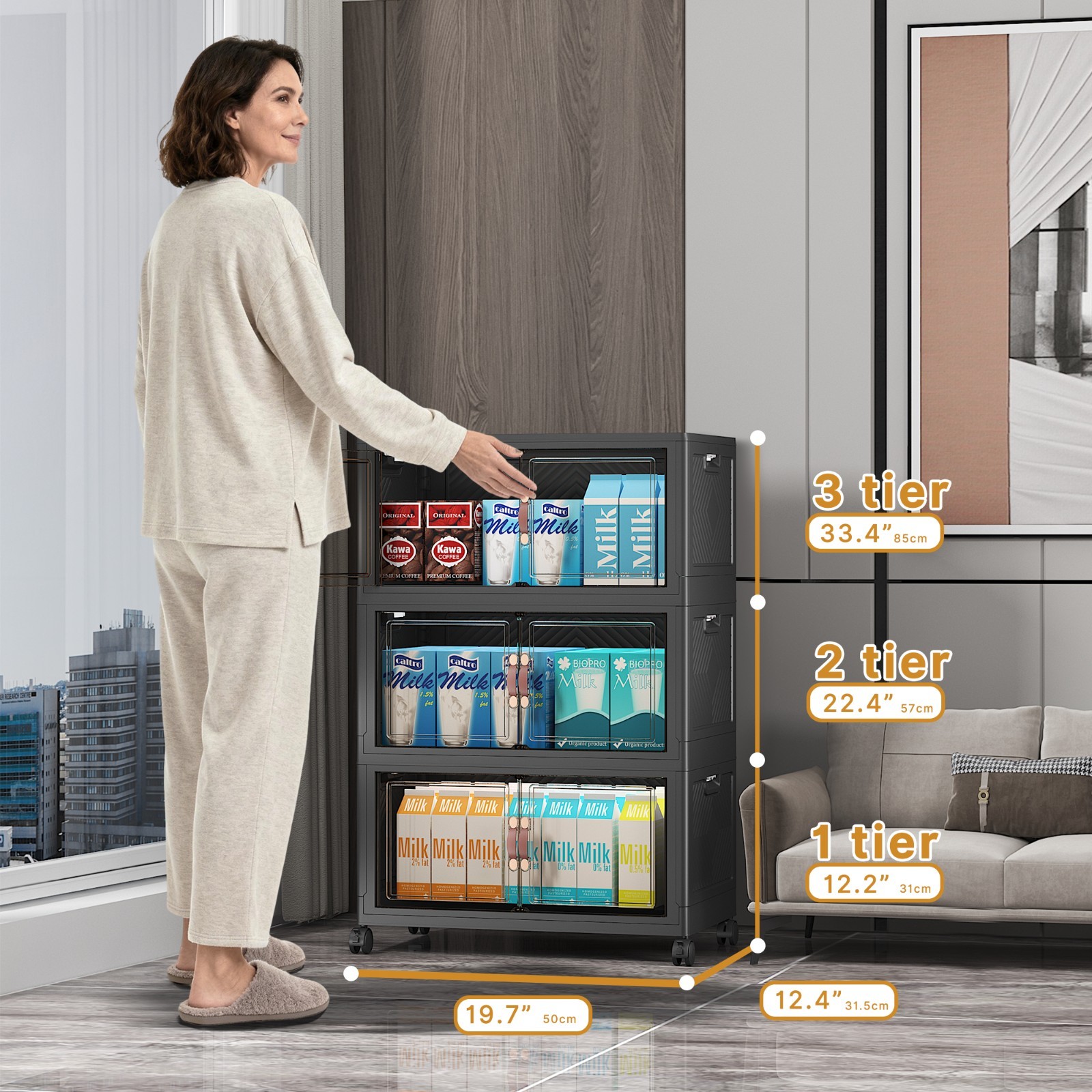 UAMFURI Extra Large Stackable Storage Bins with Lids & Wheels & Door Containers