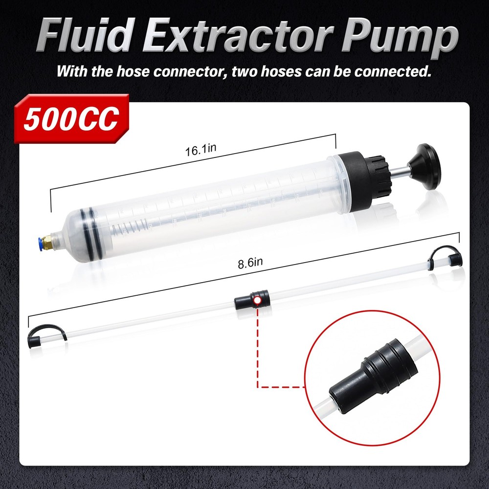 Oil Extractor Pump - 500CC Manual Liquid Extractor, Multi-Function Car Oil Pu...