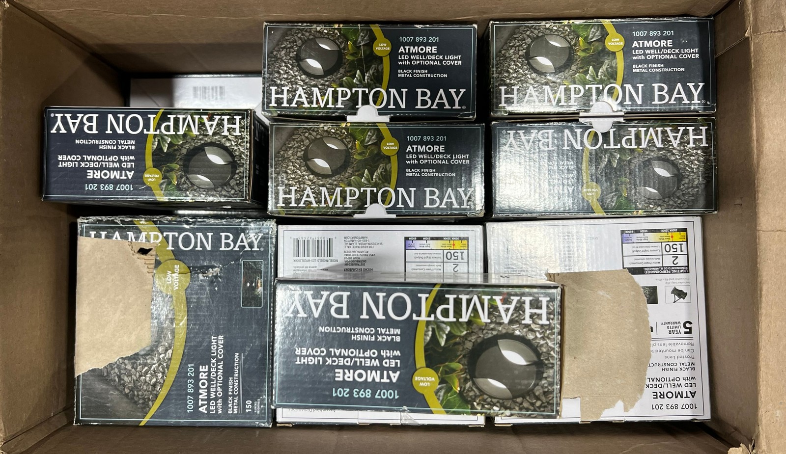 24PK Hampton Bay 150 Lumens Low Voltage Black LED Round Outdoor Well/Deck Light
