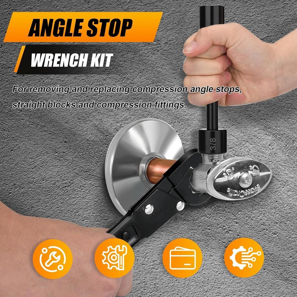 Compact Dual-Action Angle Stop Wrench - Essential Tool for Plumbing Projects
