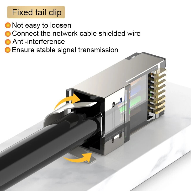 CAT7 rj45 connector 50U CAT6A ends pass through ethernet cable shielded plug