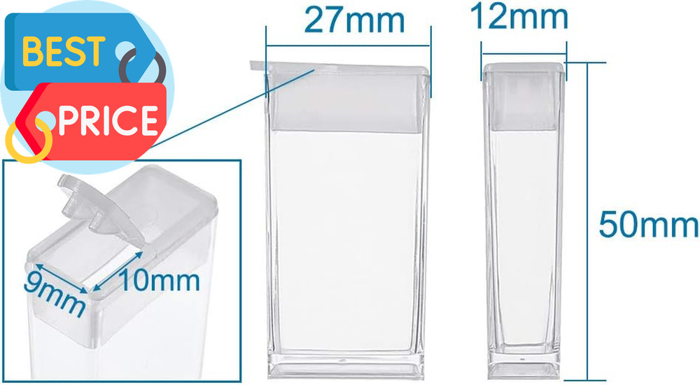 100Pcs Plastic Flip Top Seed Bead Small Storage Containers 2X1 Rectangle Transpa