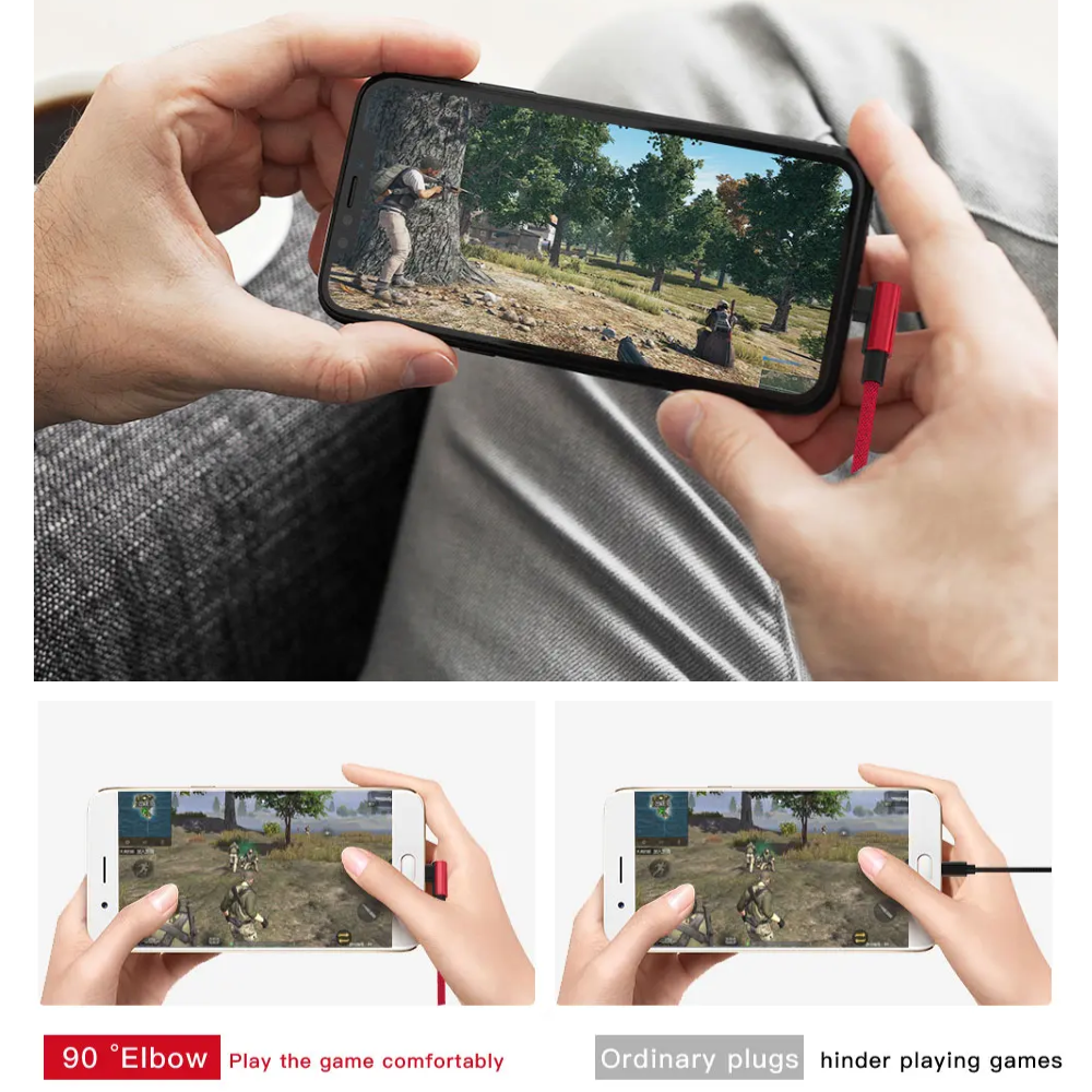 USB Type C Cable 90 Degree Right Angle Design USB-A to USB-C Charger Data Cord