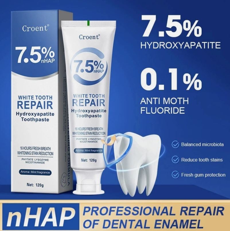 3 packs - 7.5% Hydroxyapatite Toothpaste Remove Yellow Tooth Stains