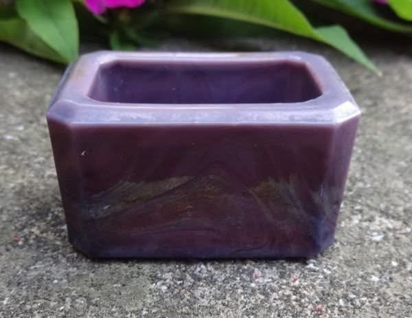 Purple, Swirled Glass E.E. Ed Bowman Rectangular Open Salt Dip, Cellar, Dish!