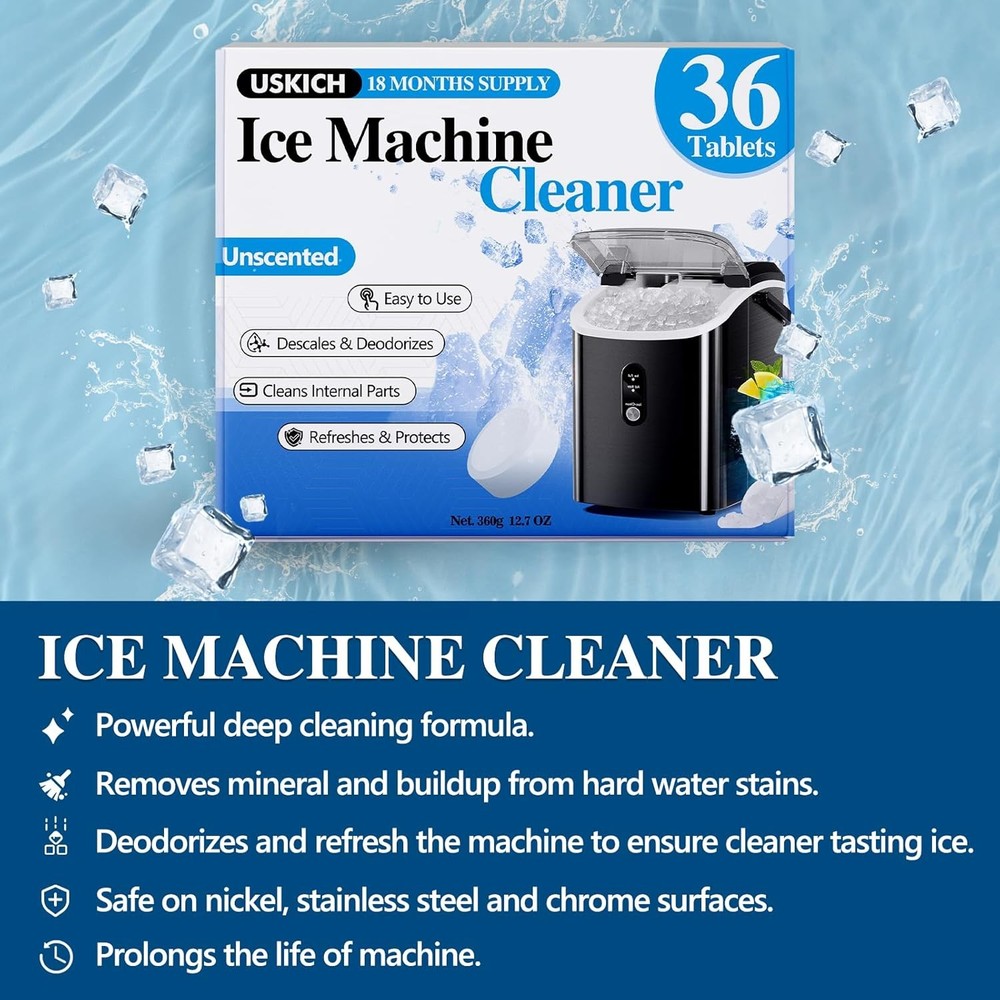 Ice Machine Cleaner Descaler Tablets-36Pack Ice Maker Cleaner Compatible W/