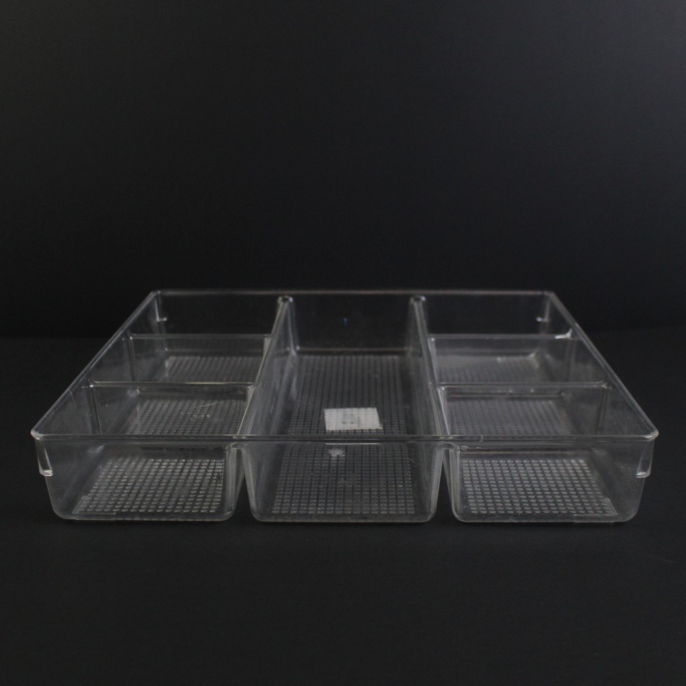 7 Section Square Clear Plastic Divided Tray For Crafts Organization
