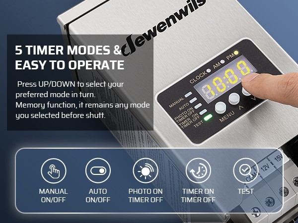 Low Voltage Transformer 200W Outdoor with Photocell Sensor Timer Waterproof
