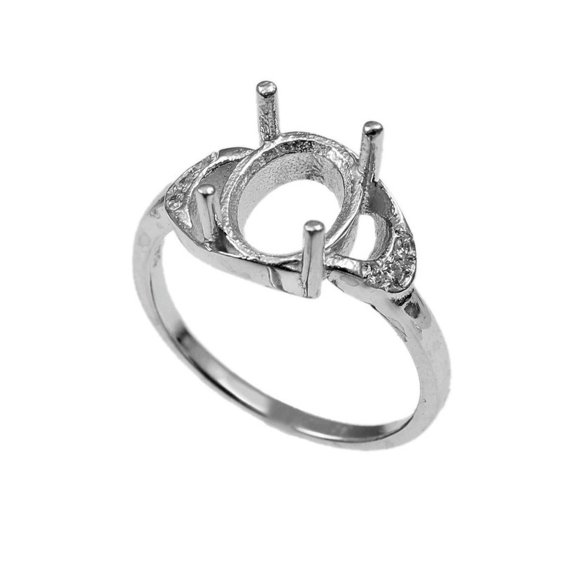 Solid 925 Sterling Silver Semi Mount Ring Stone Size 10X8 MM Oval Prong Setting