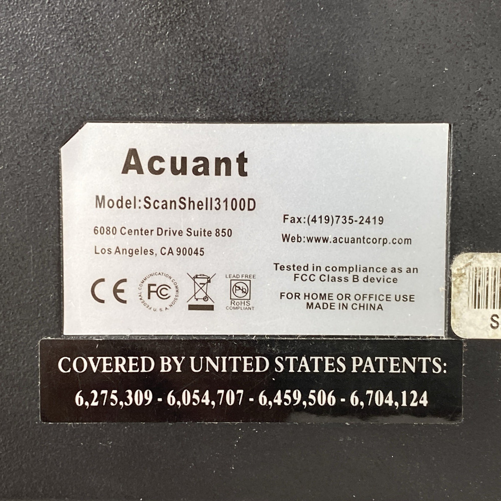 Acuant Scanshell 3100D Mechanical Scanner Untested