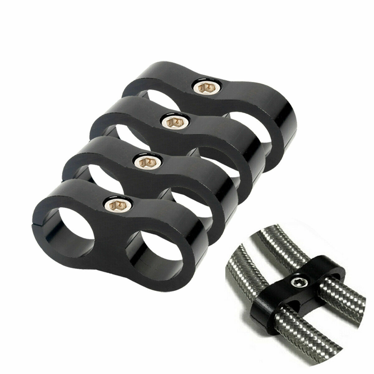 4Pcs Hose Separator Clamp Fitting Connector 6AN 8AN 10AN 12AN Oil Fuel Hose Line