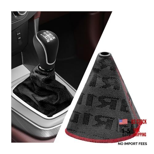 Car Shift Boot Cover, Waterproof Fabric Manual/Automatic Shift Knob Boot Black