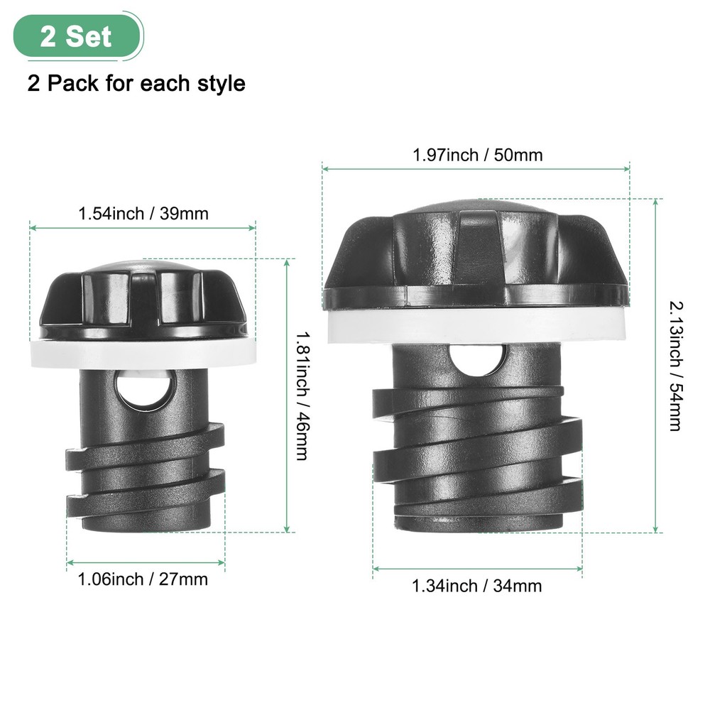 2-Set Cooler Drain Plug Replacement Large Small for RTIC Coolers [Black]