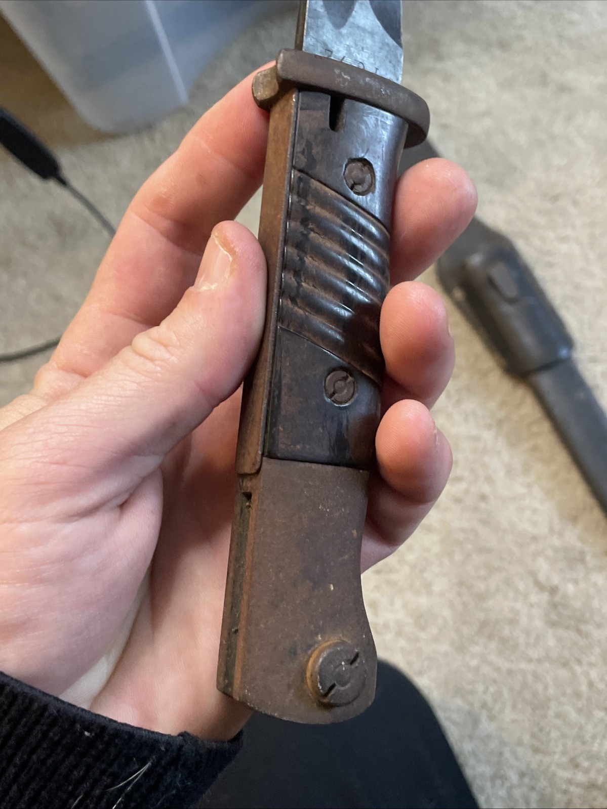 RARE Vintage World War 2 GERMAN K98 Matching Numbers Bayonet w/ Sheath & Frog