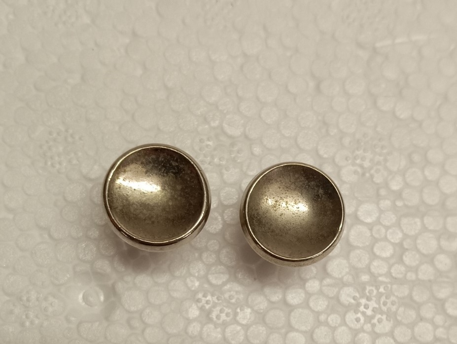 PAIR  VINTAGE CHROME  5/8 IN. PLATED ROUND DRAWER OR DOOR KNOBS OR PULLS