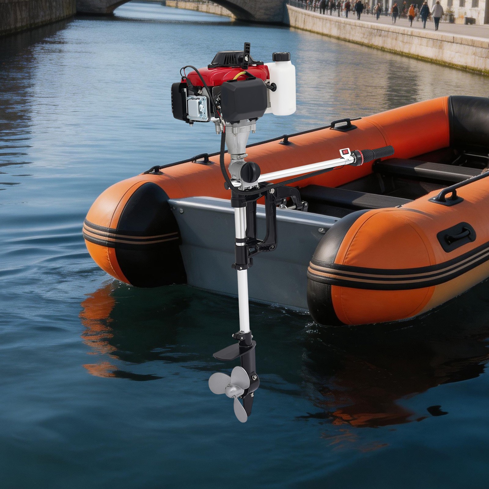 HANGKAI 53.2 cc 4HP 4-Stroke Outboard Engine Boat Motor w/ Air Cooling System