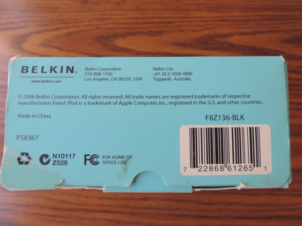 BELKIN TRANSMITTER TUNEBASE FM PLAY AND CHARGE IPOD CLEARSCAN TECHNOLOGY BLK