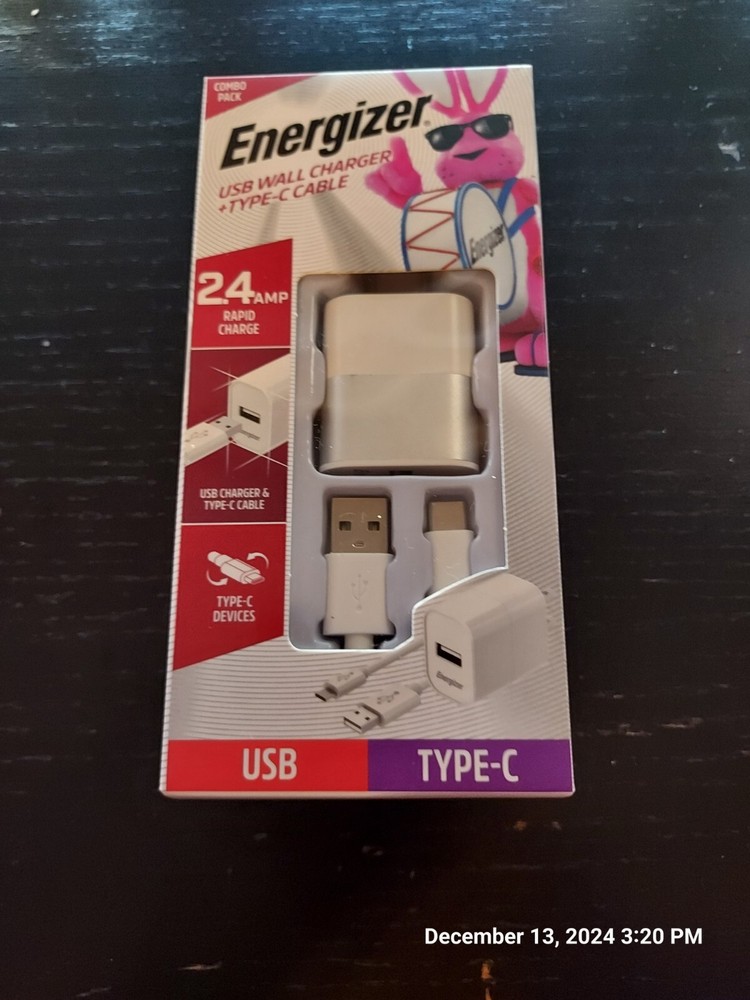 Energizer USB Wall Charger + Type-C Cable